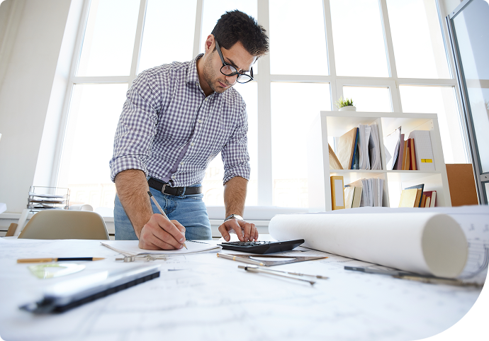 Developer reviewing site plans